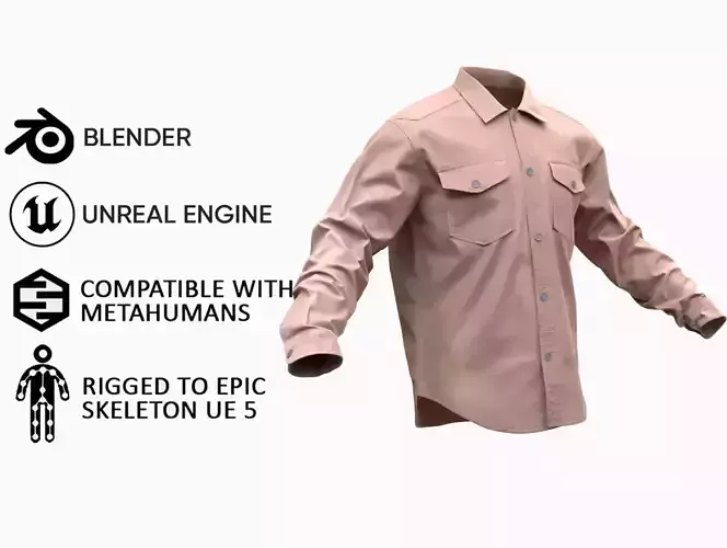 Shirt 49 - All MH Bodies and UE5 Skeletons - Rigged Low-poly 3D model