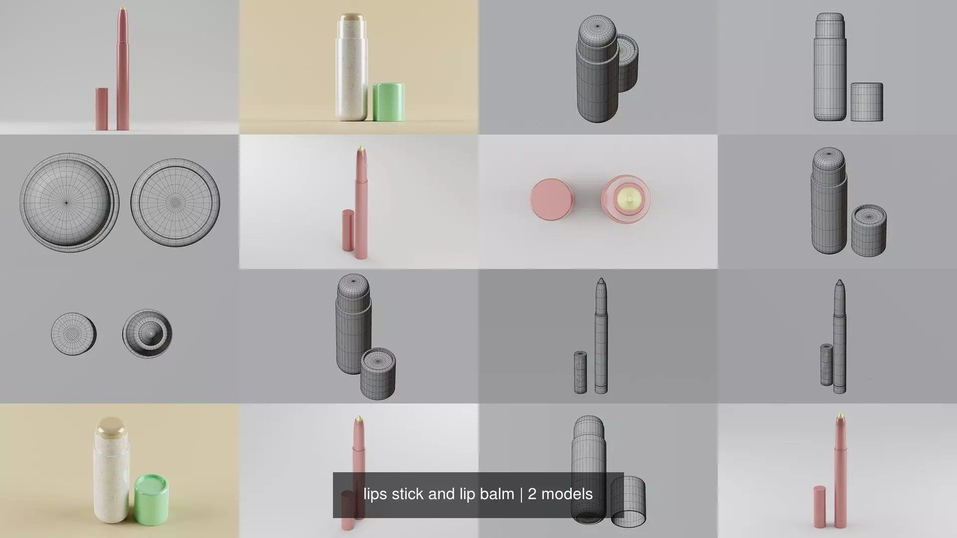 lips stick and lip balm 3D Model Collection_0