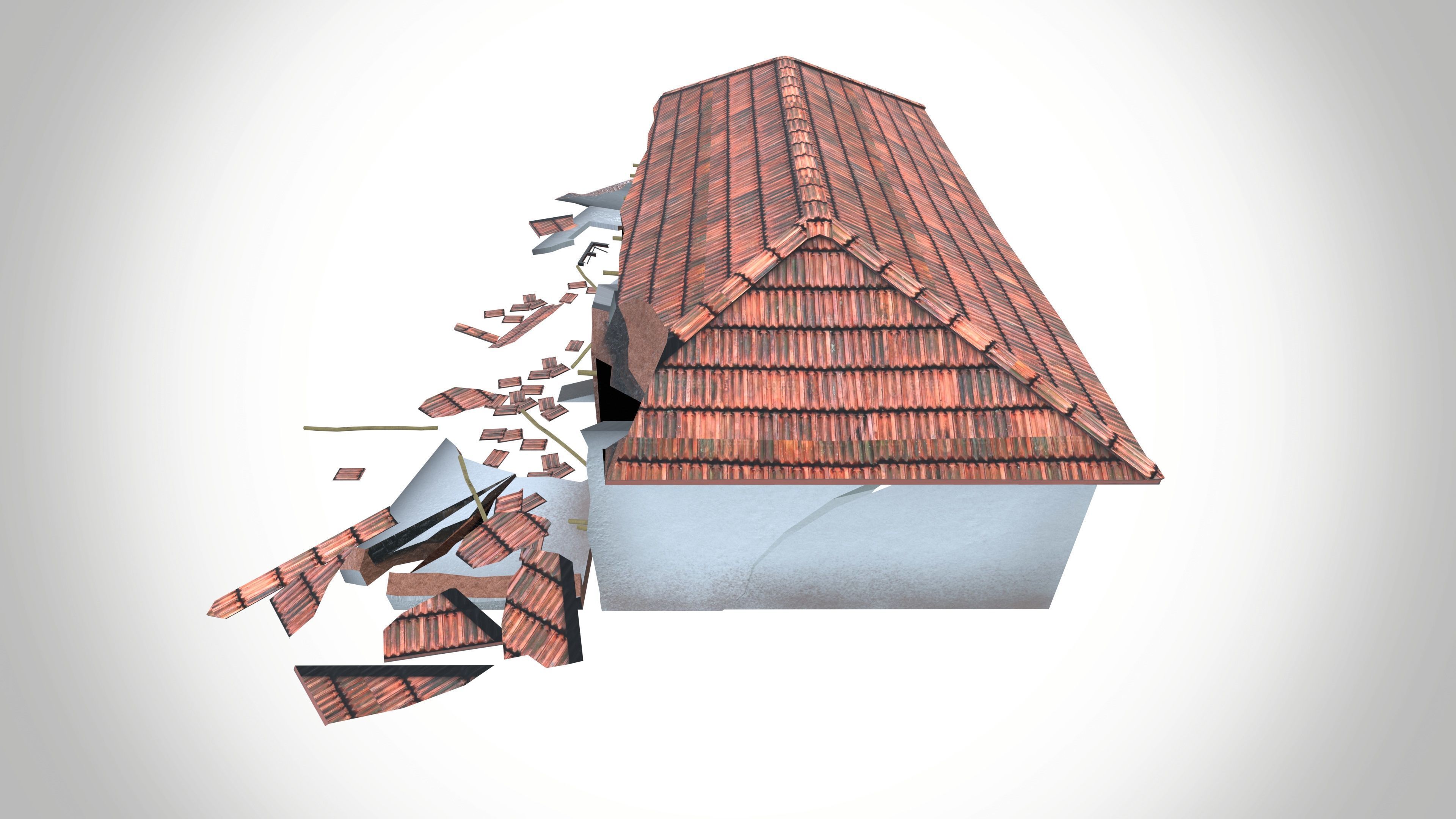 Destroy Village House Low-poly 3D model_4