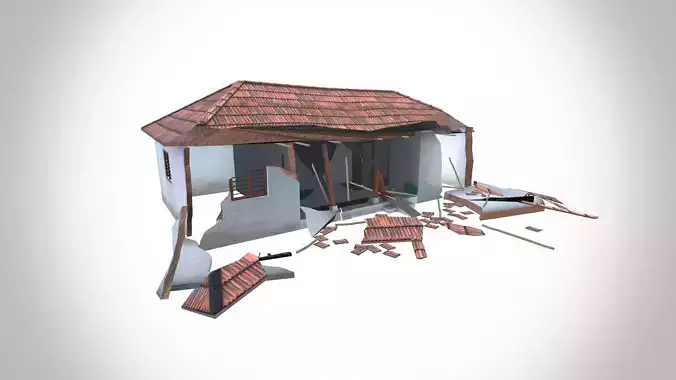 Destroy Village House Low-poly 3D model
