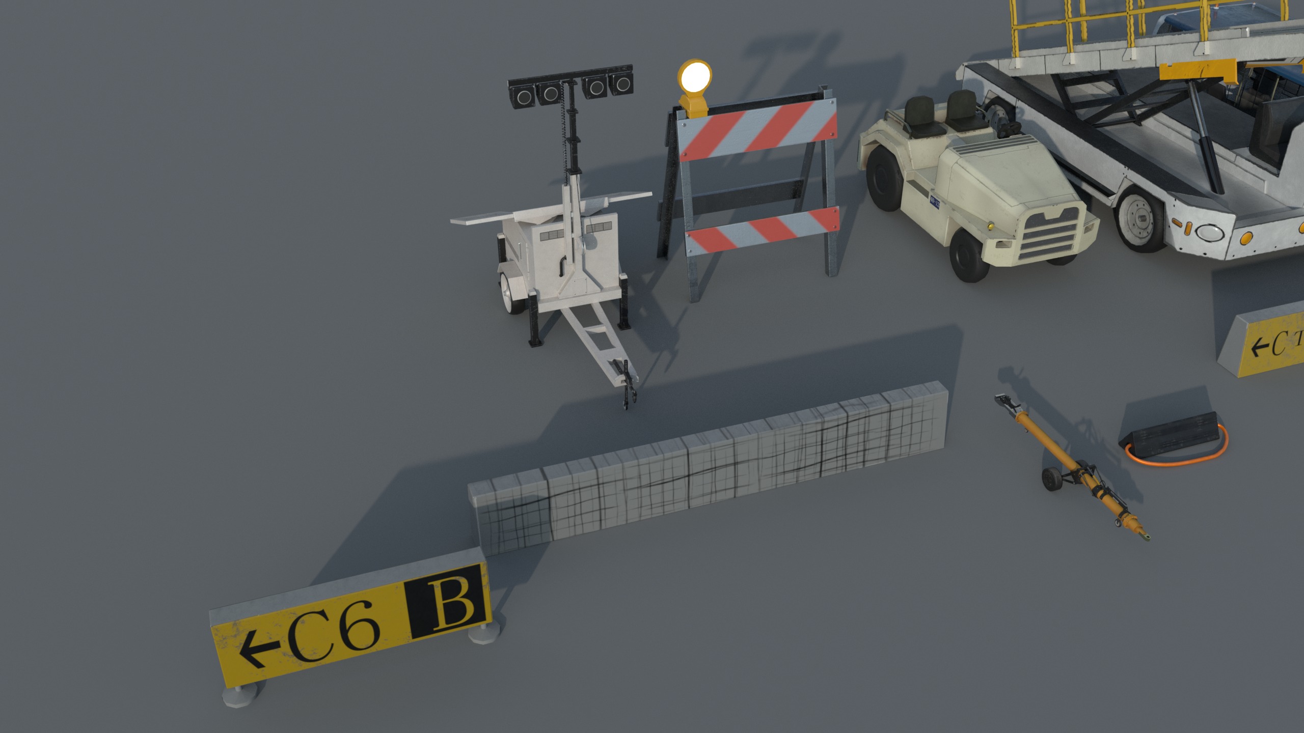 Airport engineering vehicles Low-poly 3D model_2