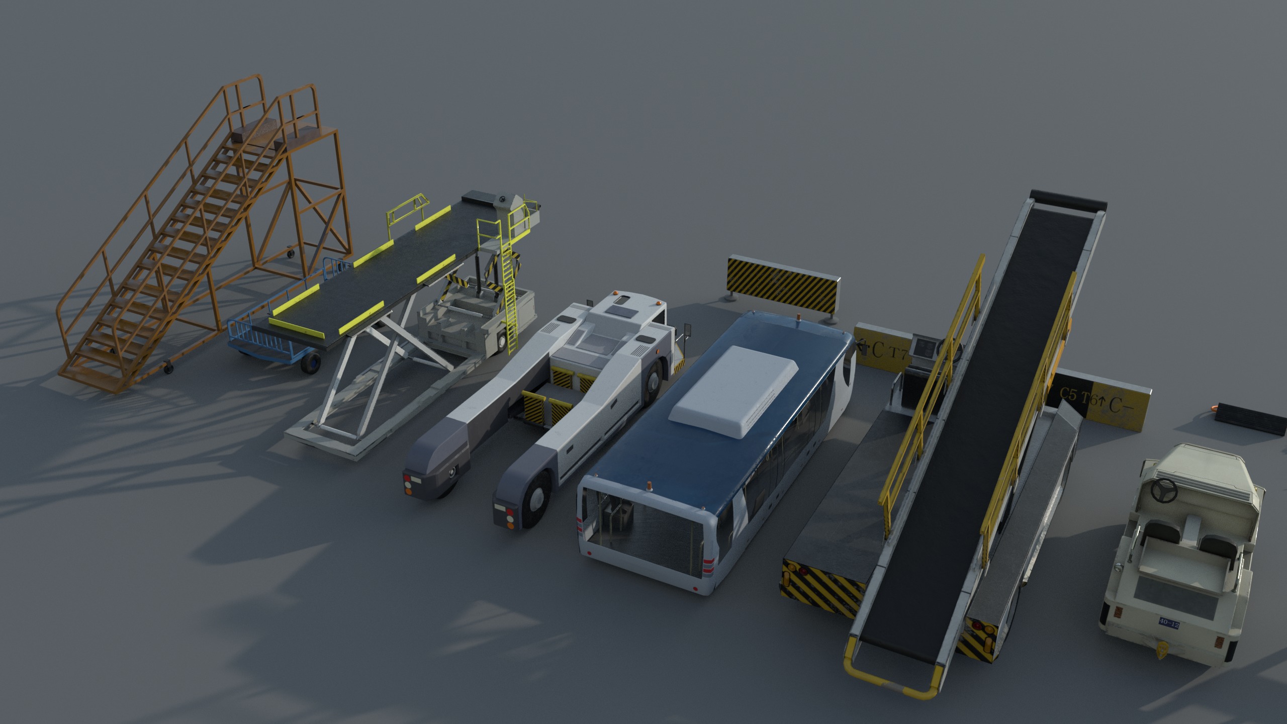 Airport engineering vehicles Low-poly 3D model_6