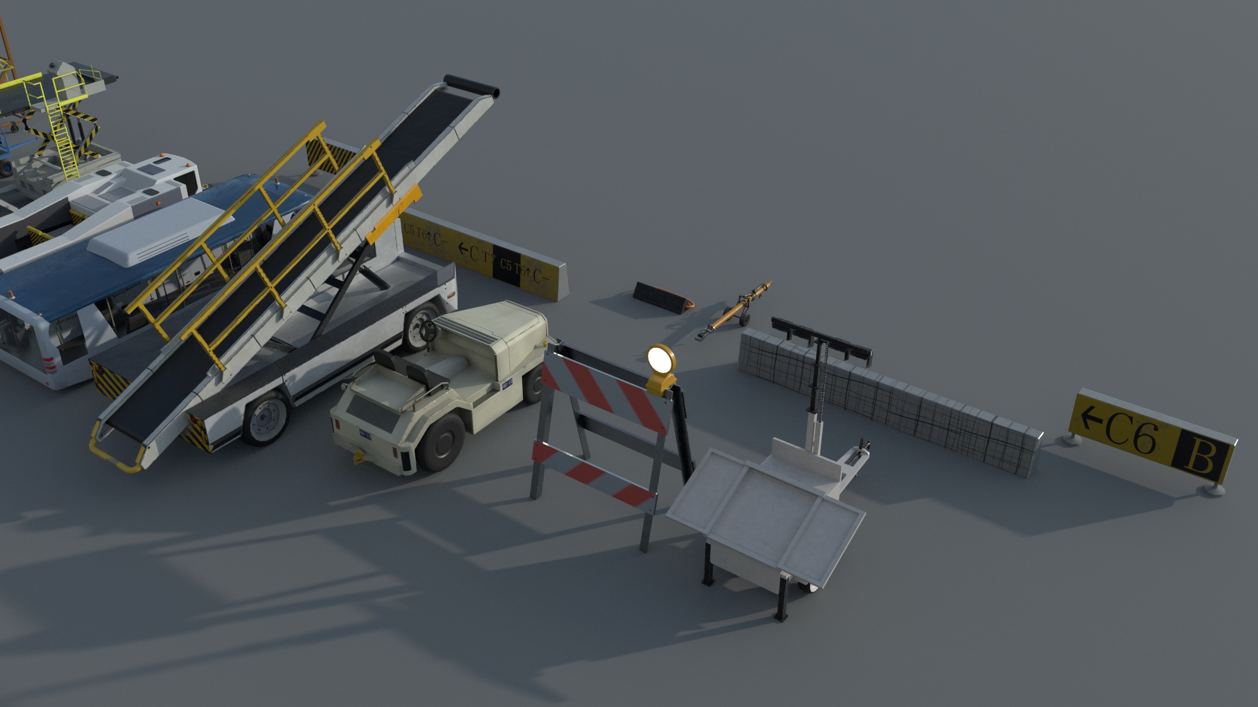 Airport engineering vehicles Low-poly 3D model_5