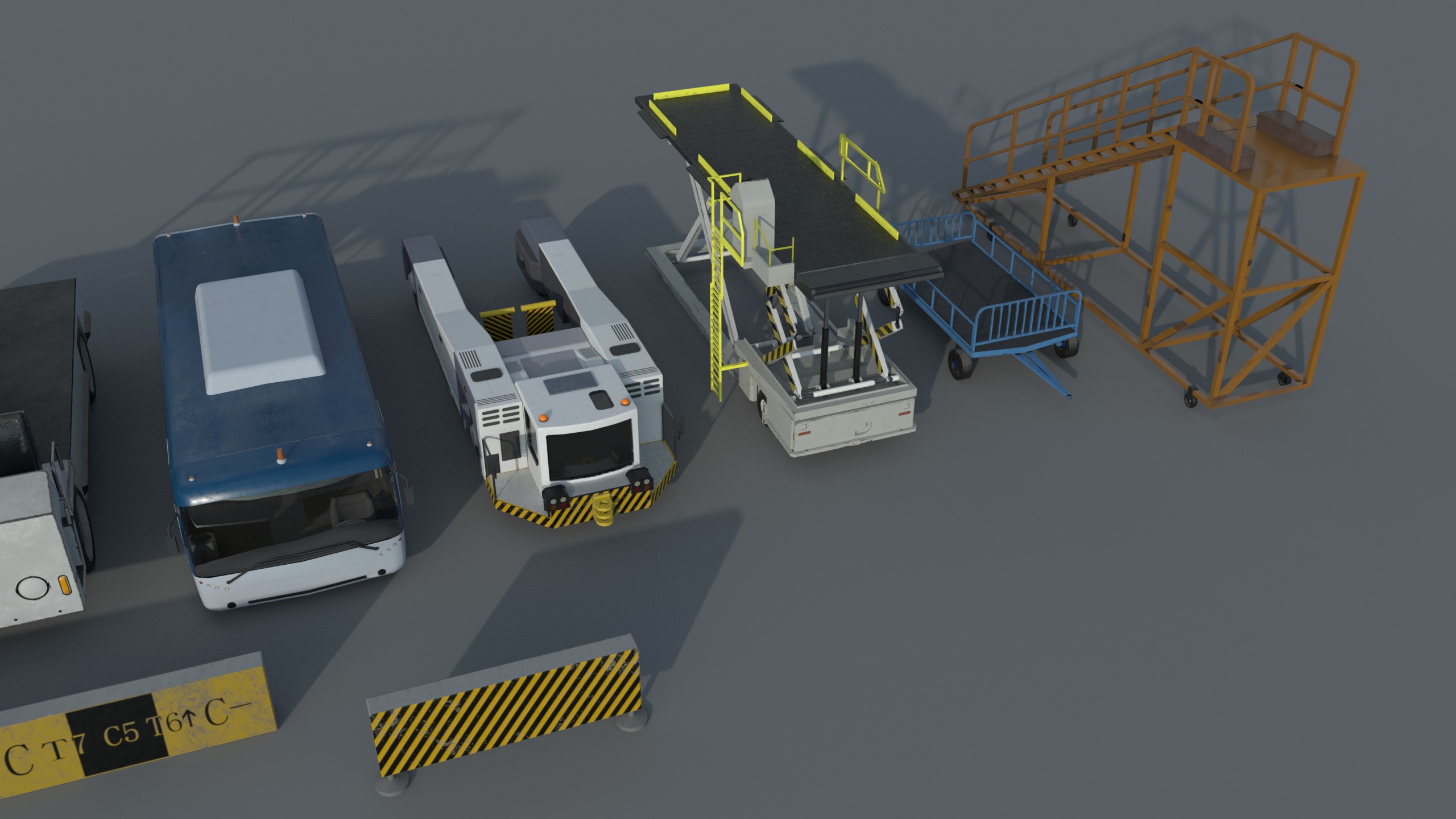 Airport engineering vehicles Low-poly 3D model_4