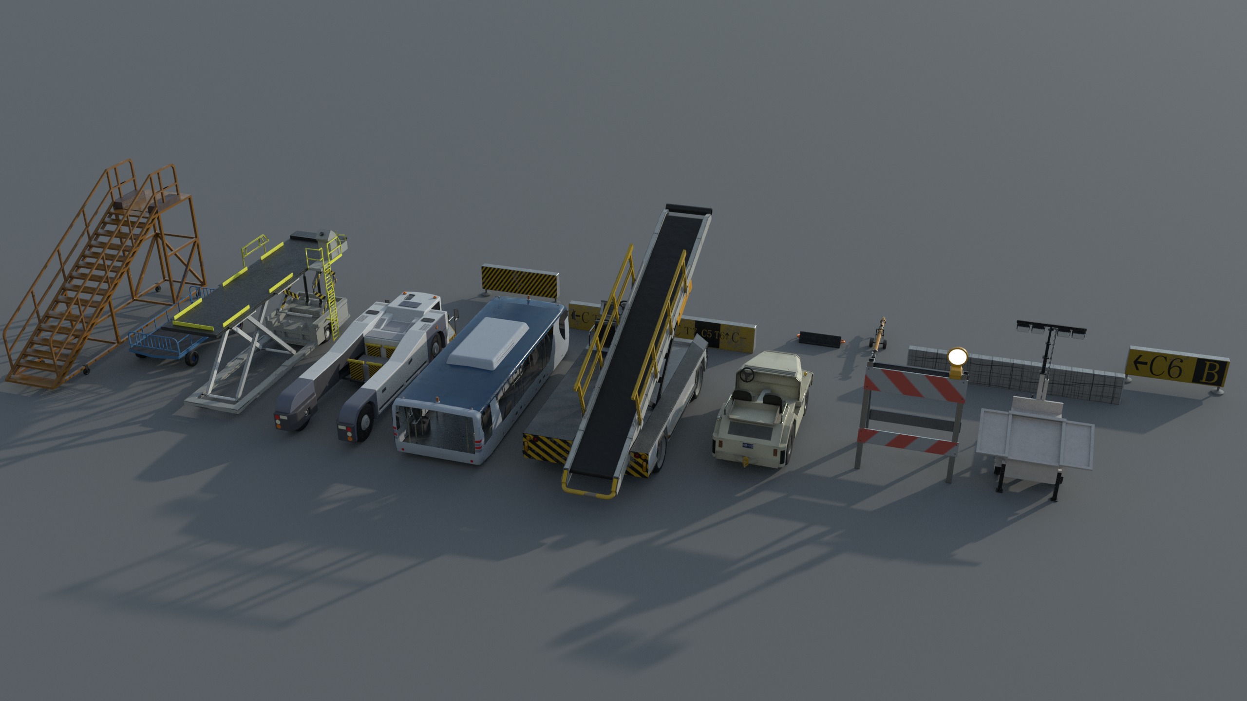 Airport engineering vehicles Low-poly 3D model_7