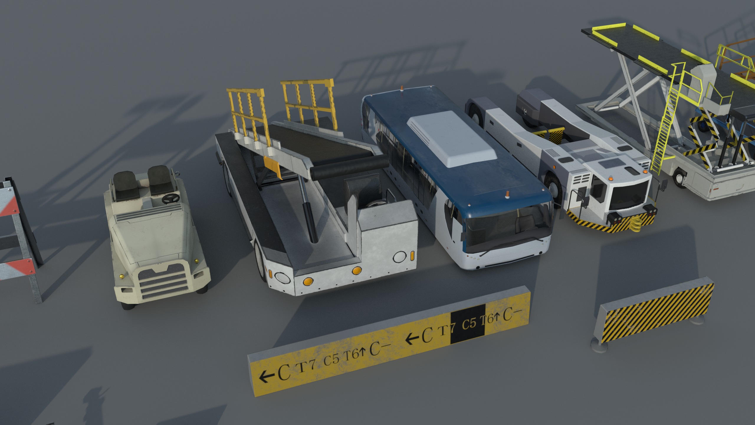 Airport engineering vehicles Low-poly 3D model_3
