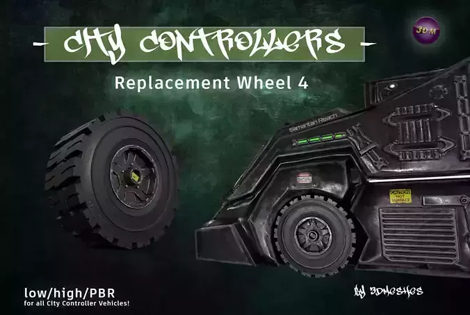 CITY CONTROLLERS Replacement Wheel 4 - PBR lowpoly