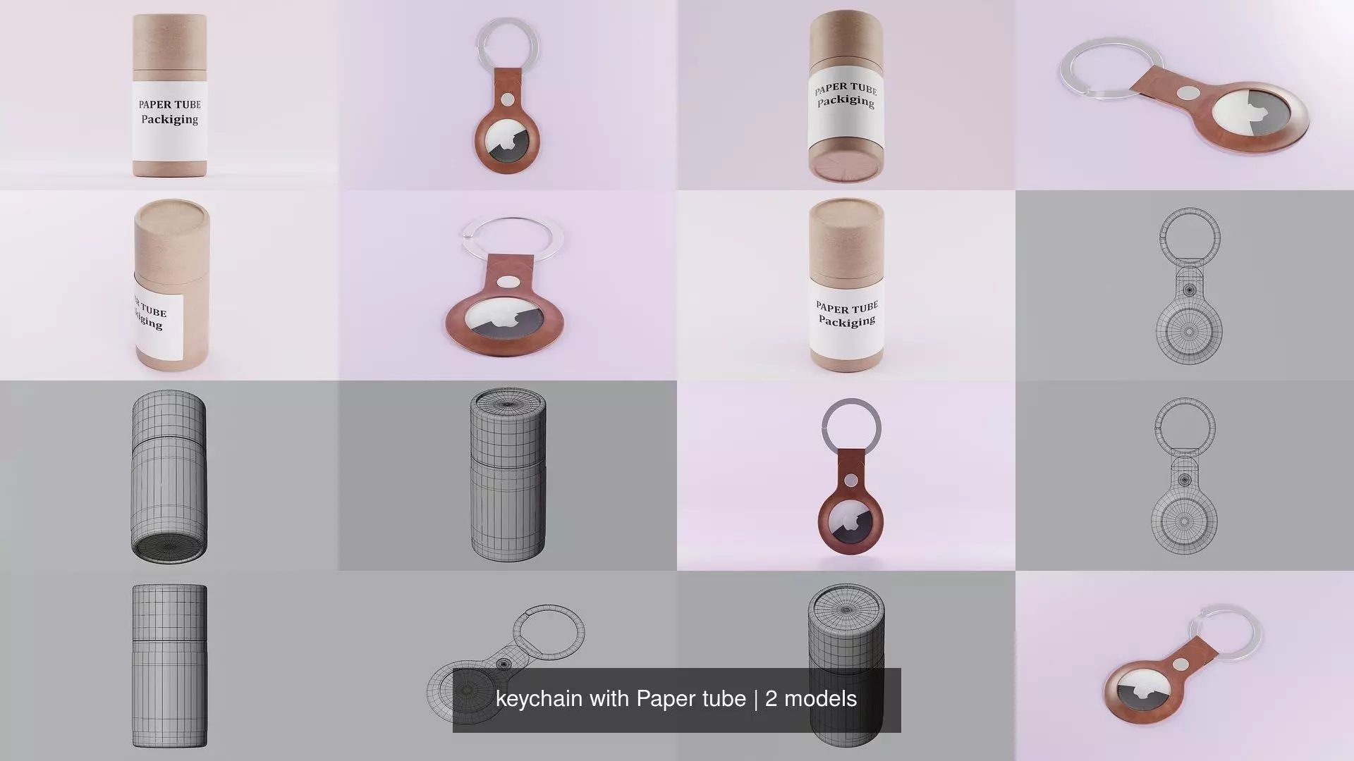 keychain with Paper tube 3D Model Collection_0