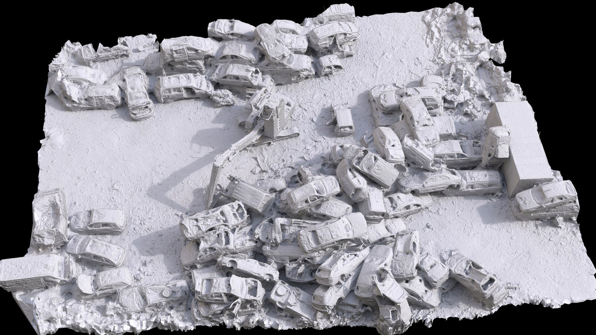 cars destroyed wreckage pile drone photogrammetry  Low-poly 3D model_5