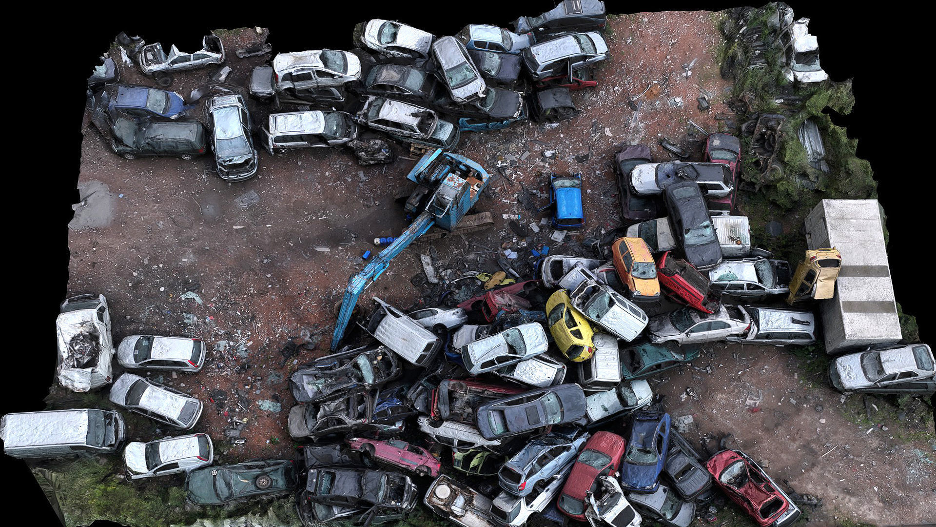cars destroyed wreckage pile drone photogrammetry  Low-poly 3D model_4
