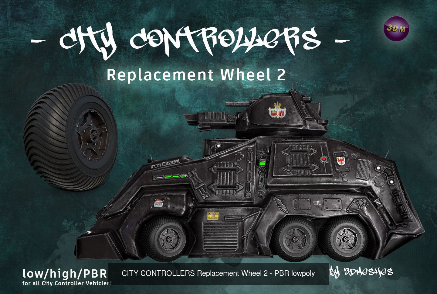 CITY CONTROLLERS Replacement 4 Wheels - PBR lowpoly 3D Model Collection_7