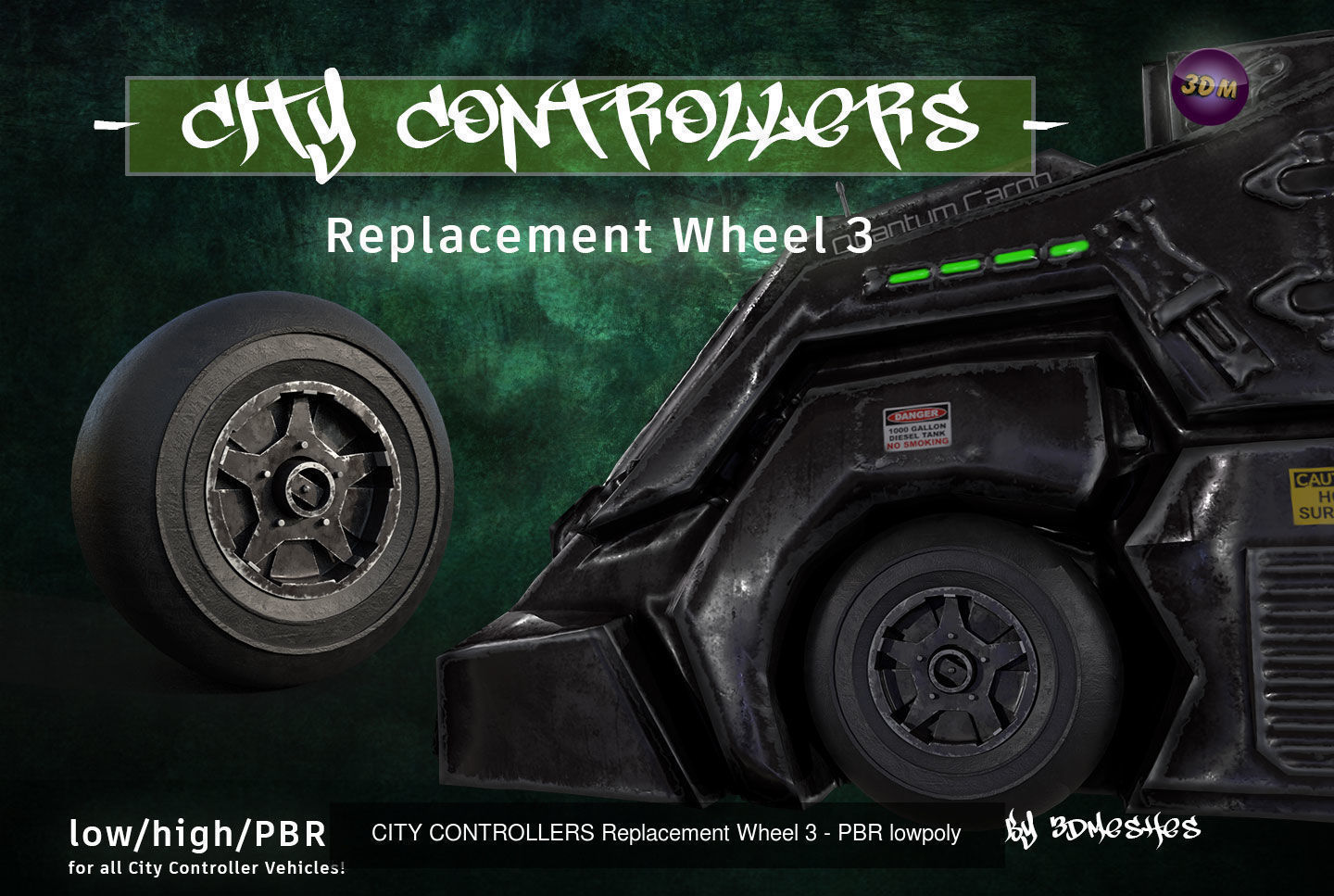 CITY CONTROLLERS Replacement 4 Wheels - PBR lowpoly 3D Model Collection_8