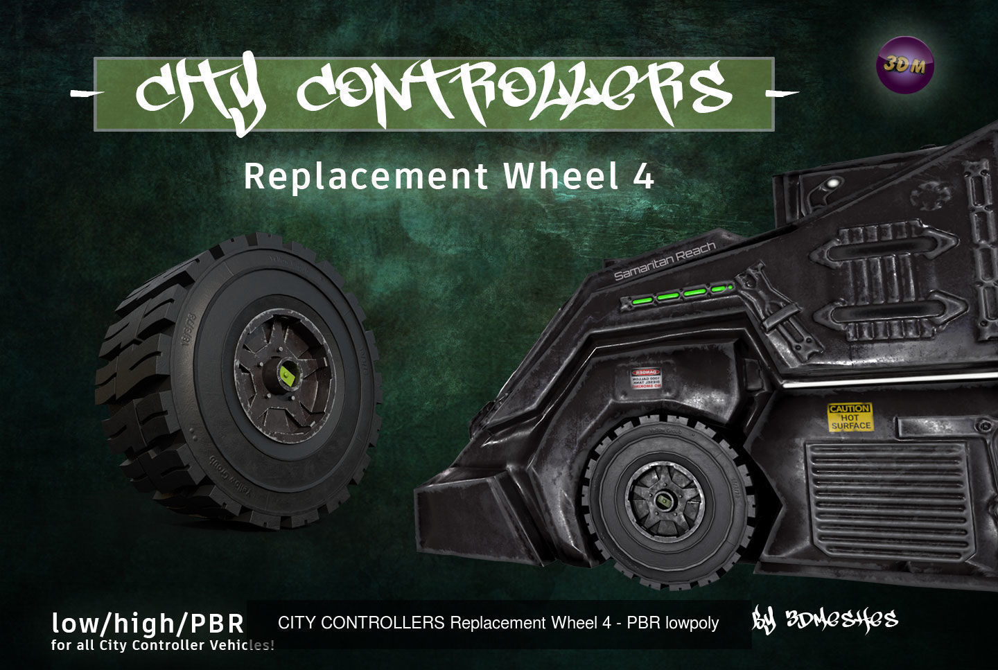 CITY CONTROLLERS Replacement 4 Wheels - PBR lowpoly 3D Model Collection_9