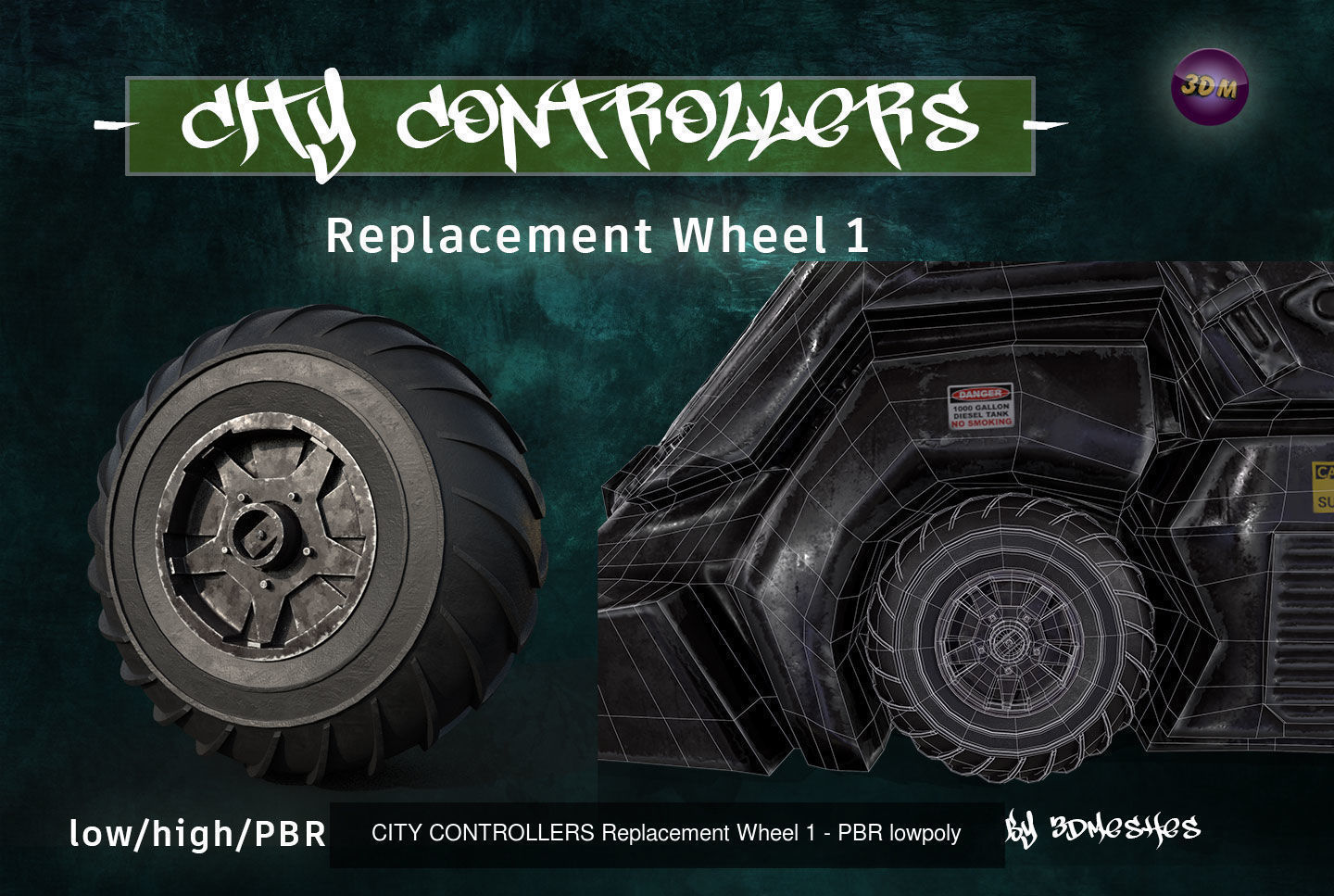 CITY CONTROLLERS Replacement 4 Wheels - PBR lowpoly 3D Model Collection_6
