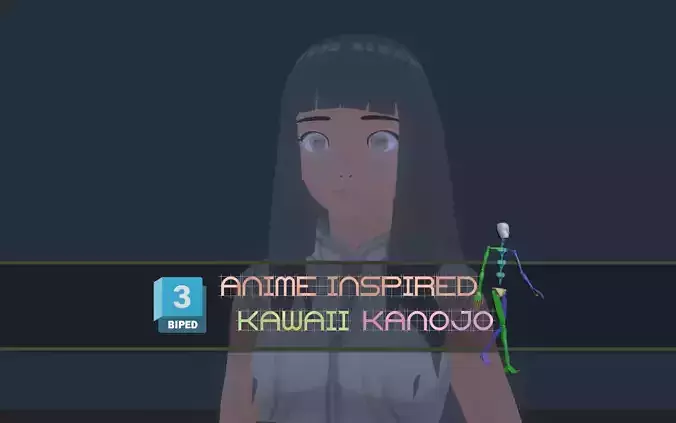 3DsMax Biped model Naruto Adult Hinata cosplay