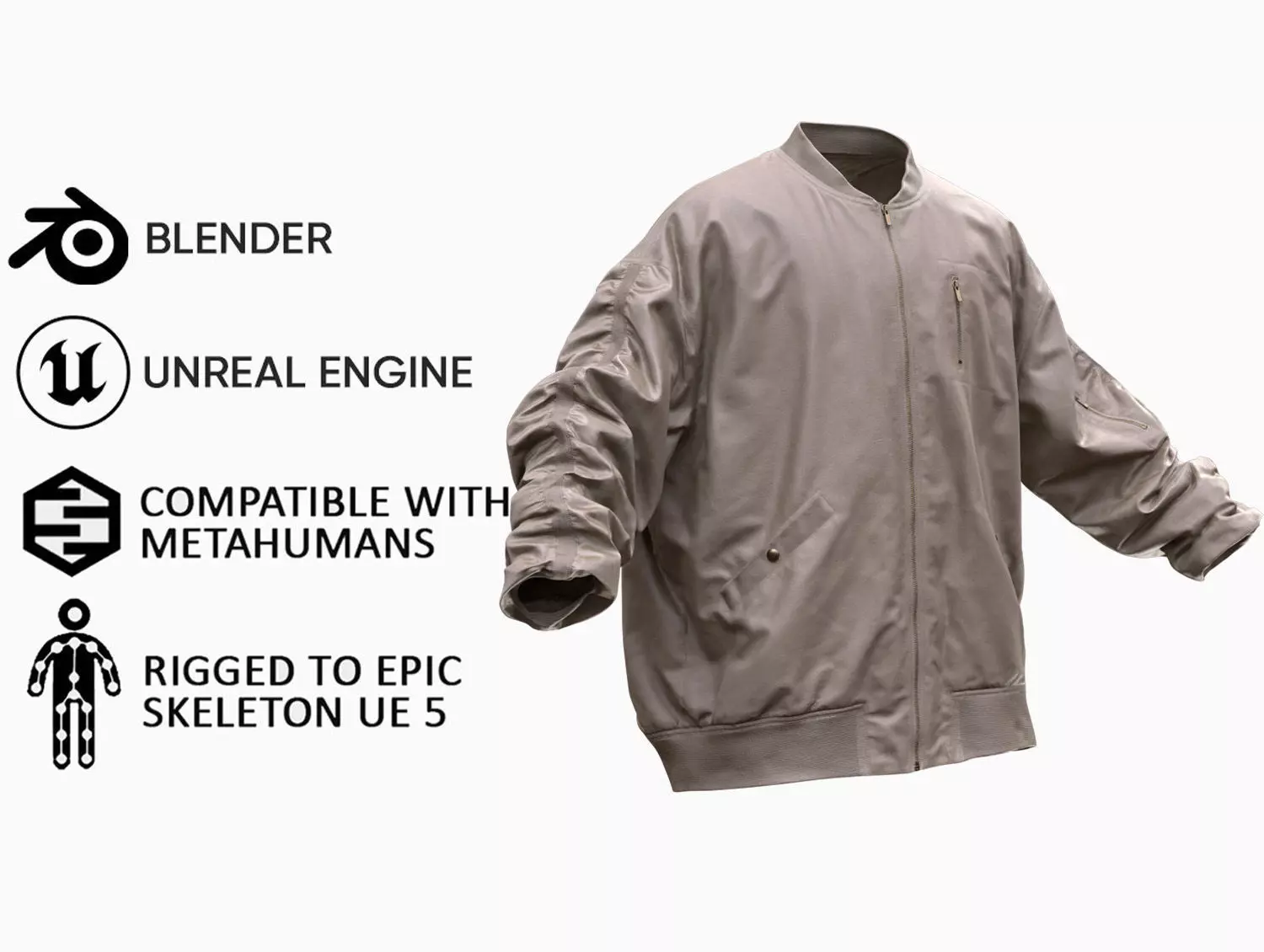 Jacket 46 - All MH Bodies and UE5 Skeletons - Rigged Low-poly 3D model_0