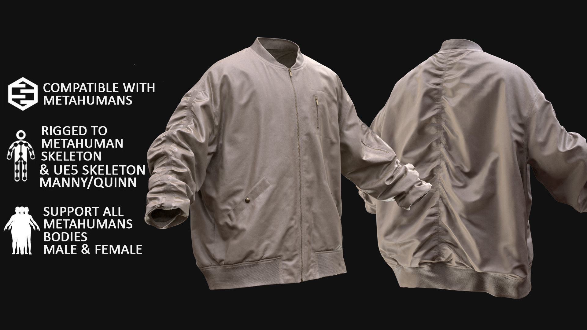 Jacket 46 - All MH Bodies and UE5 Skeletons - Rigged Low-poly 3D model_3