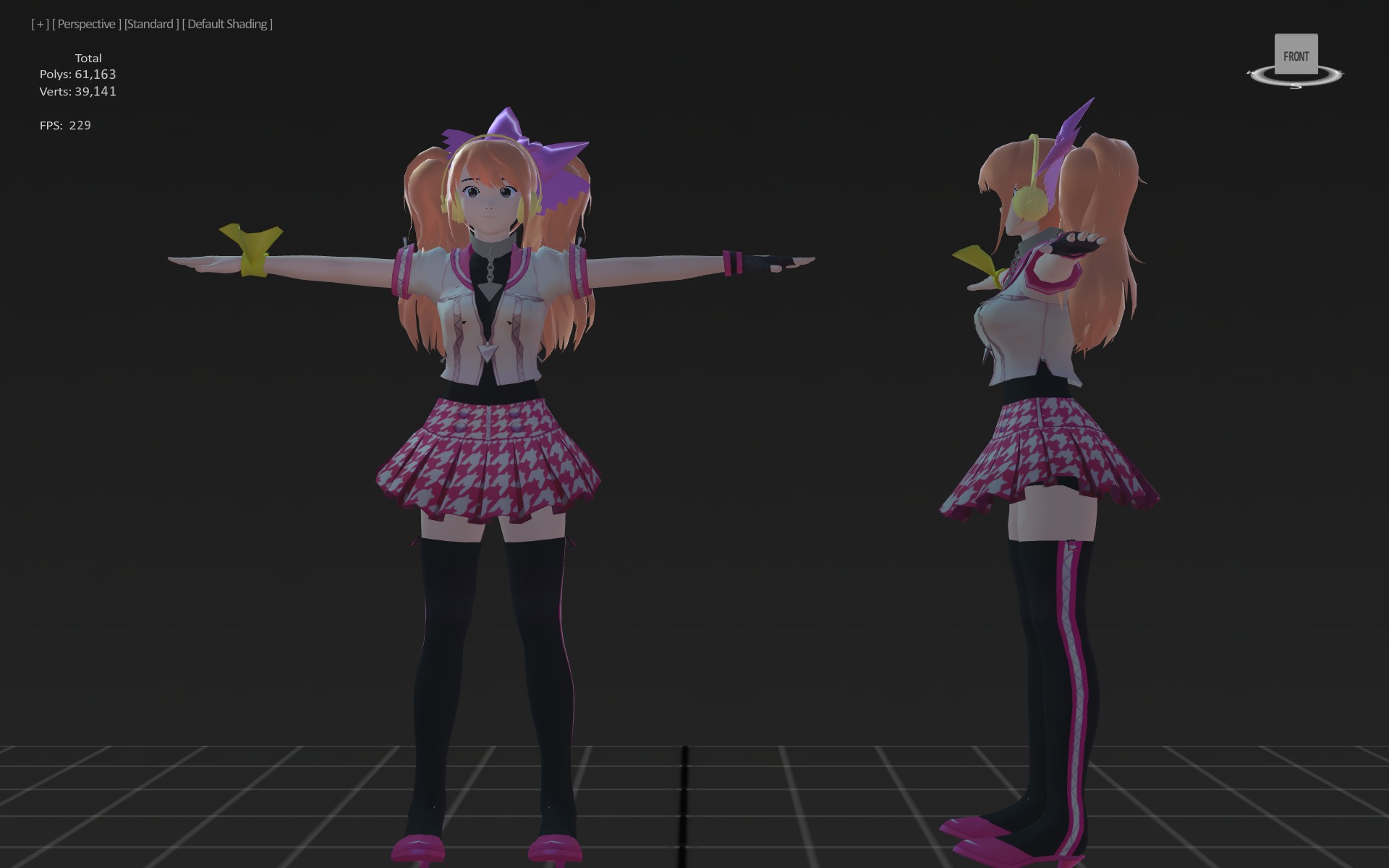 3DsMax Biped model Persona4 Rise Kujikawa Dancing cosplay Low-poly 3D model_3