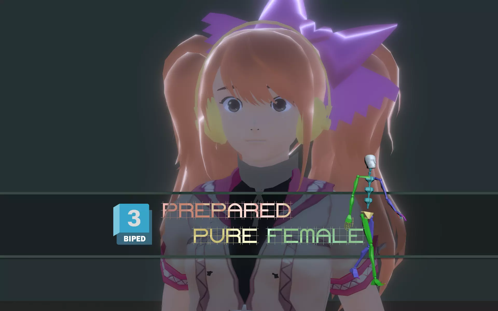 3DsMax Biped model Persona4 Rise Kujikawa Dancing cosplay Low-poly 3D model_0