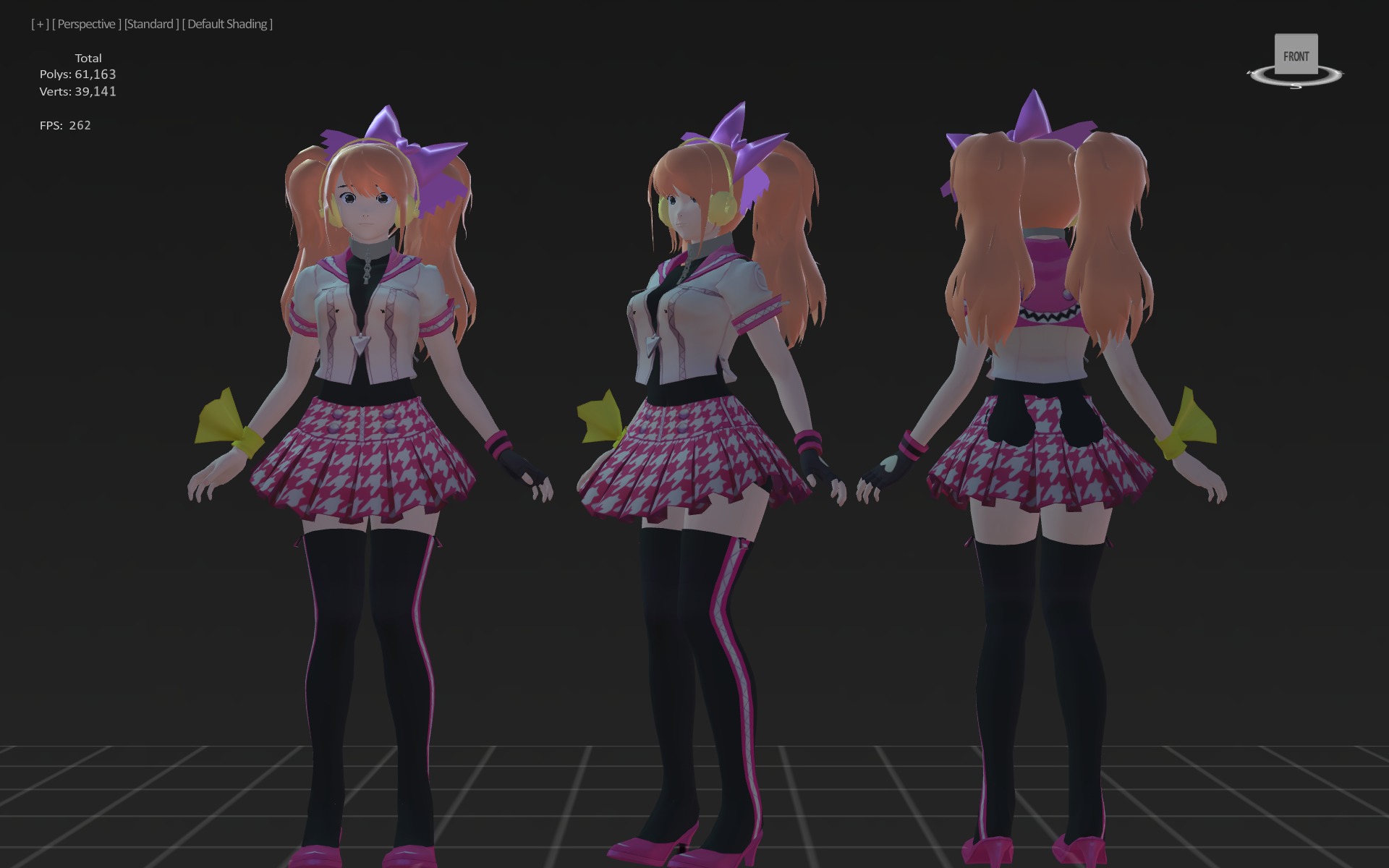 3DsMax Biped model Persona4 Rise Kujikawa Dancing cosplay Low-poly 3D model_2