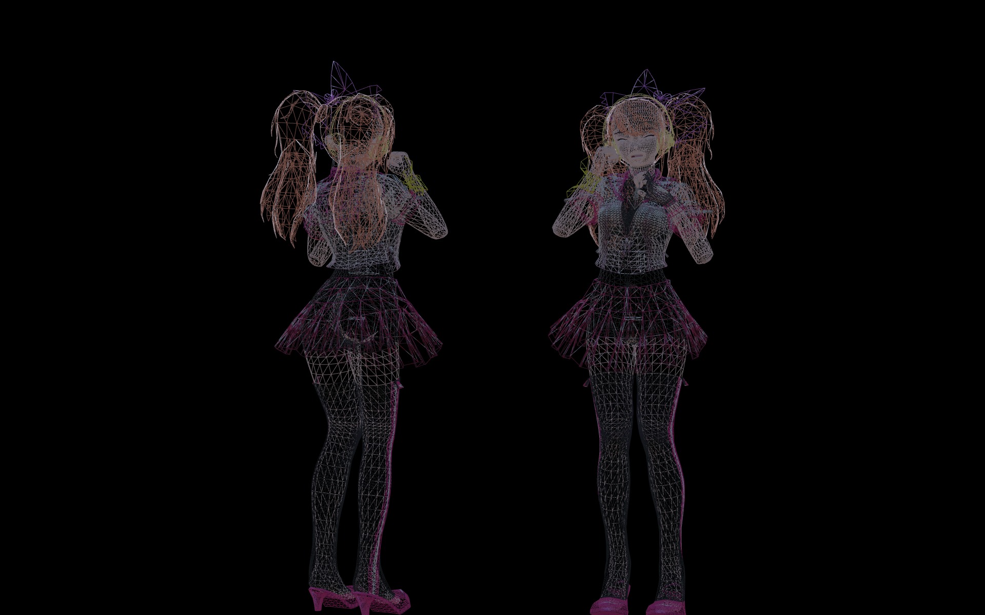 3DsMax Biped model Persona4 Rise Kujikawa Dancing cosplay Low-poly 3D model_6