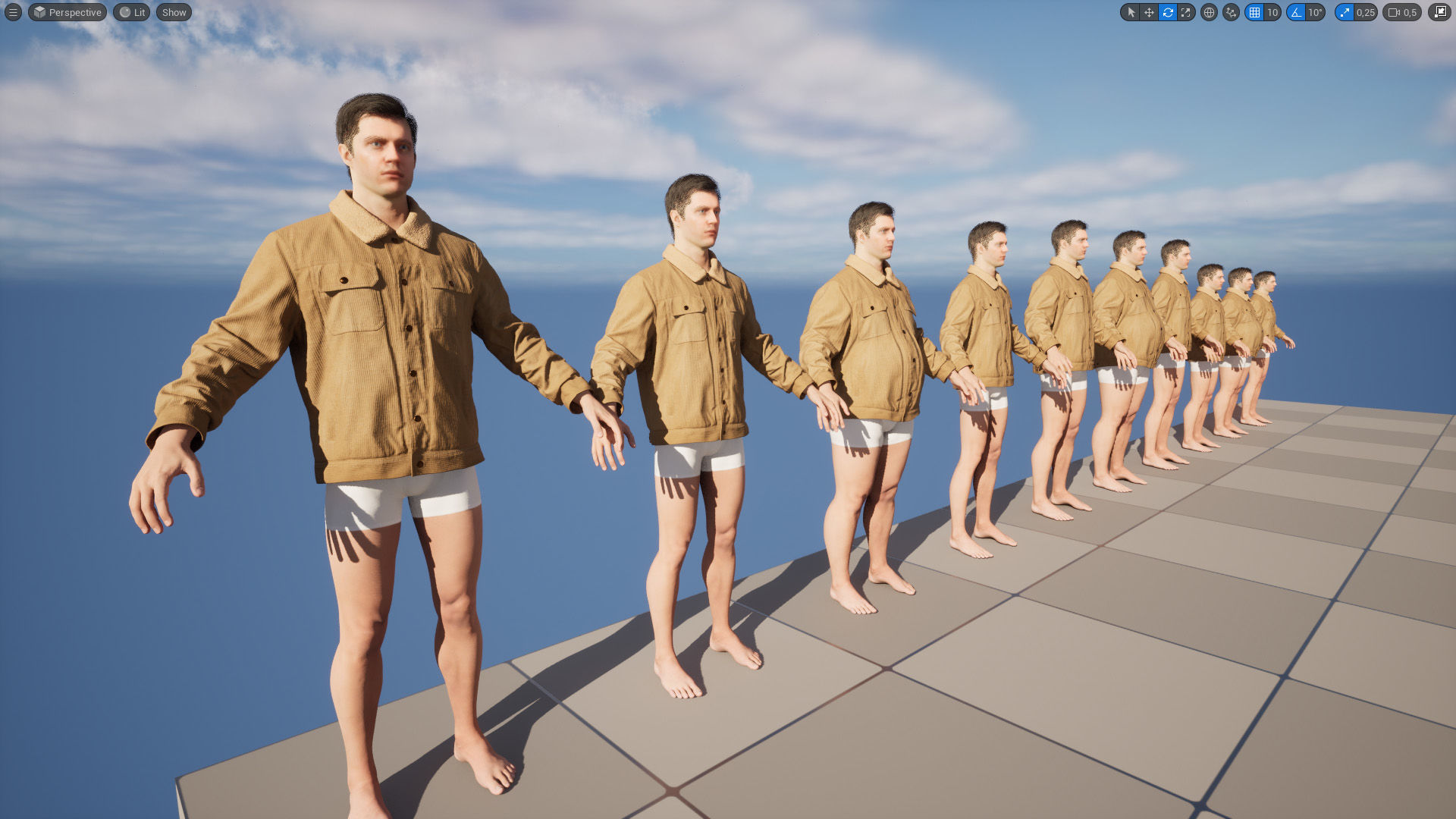 Jacket 44 - All MH Bodies and UE5 Skeletons - Rigged Low-poly 3D model_16