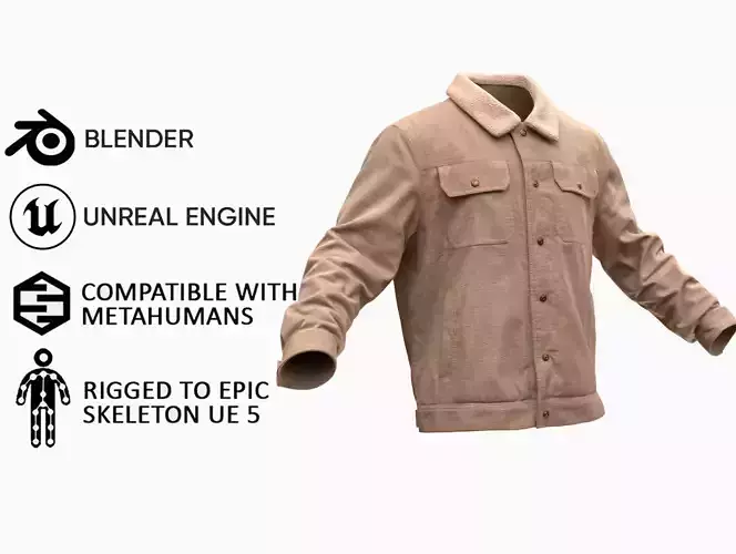 Jacket 44 - All MH Bodies and UE5 Skeletons - Rigged Low-poly 3D model