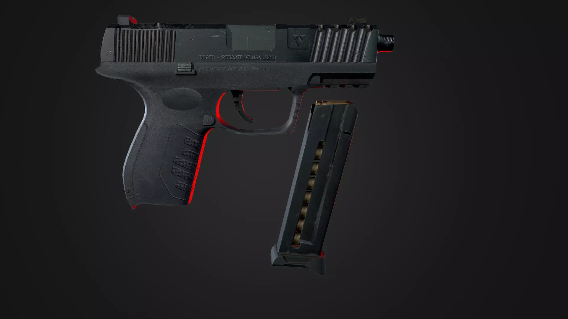 Pistol Free low-poly 3D model