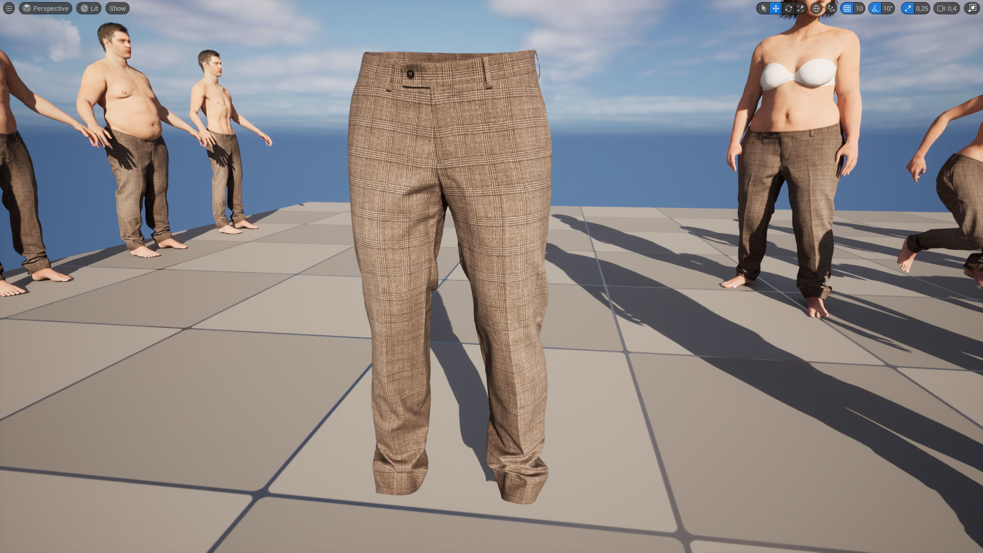 Trousers 43 - All MH Bodies and UE5 Skeletons - Rigged Low-poly 3D model_18