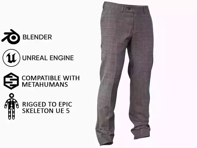 Trousers 43 - All MH Bodies and UE5 Skeletons - Rigged Low-poly 3D model