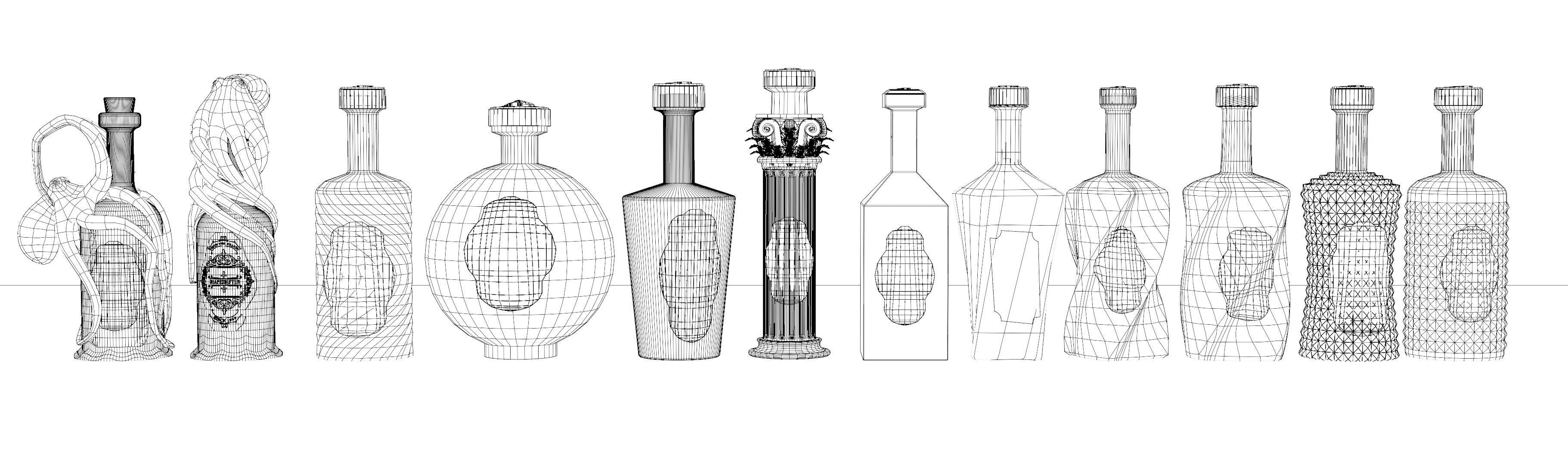 12 Bottle Pack Low-poly 3D model_1