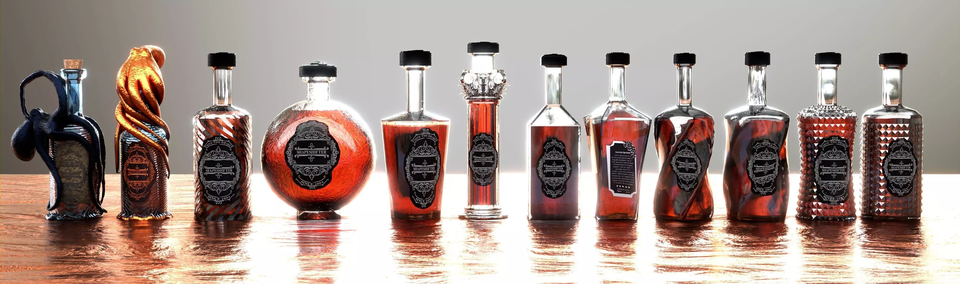 12 Bottle Pack Low-poly 3D model_0