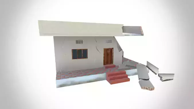 Destroyed cement house