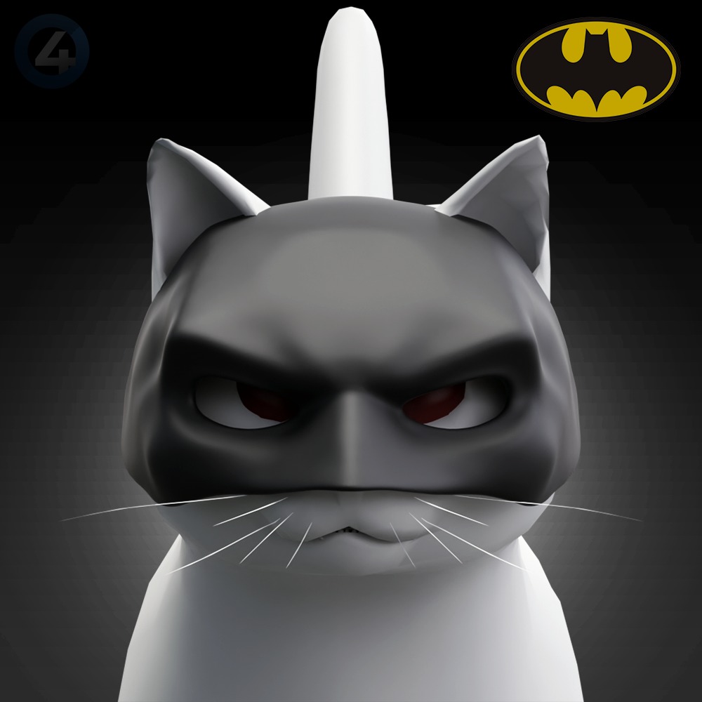 BATCAT BATMAN CAT MASK MEDIUM and LOW POLY 3D print model_1