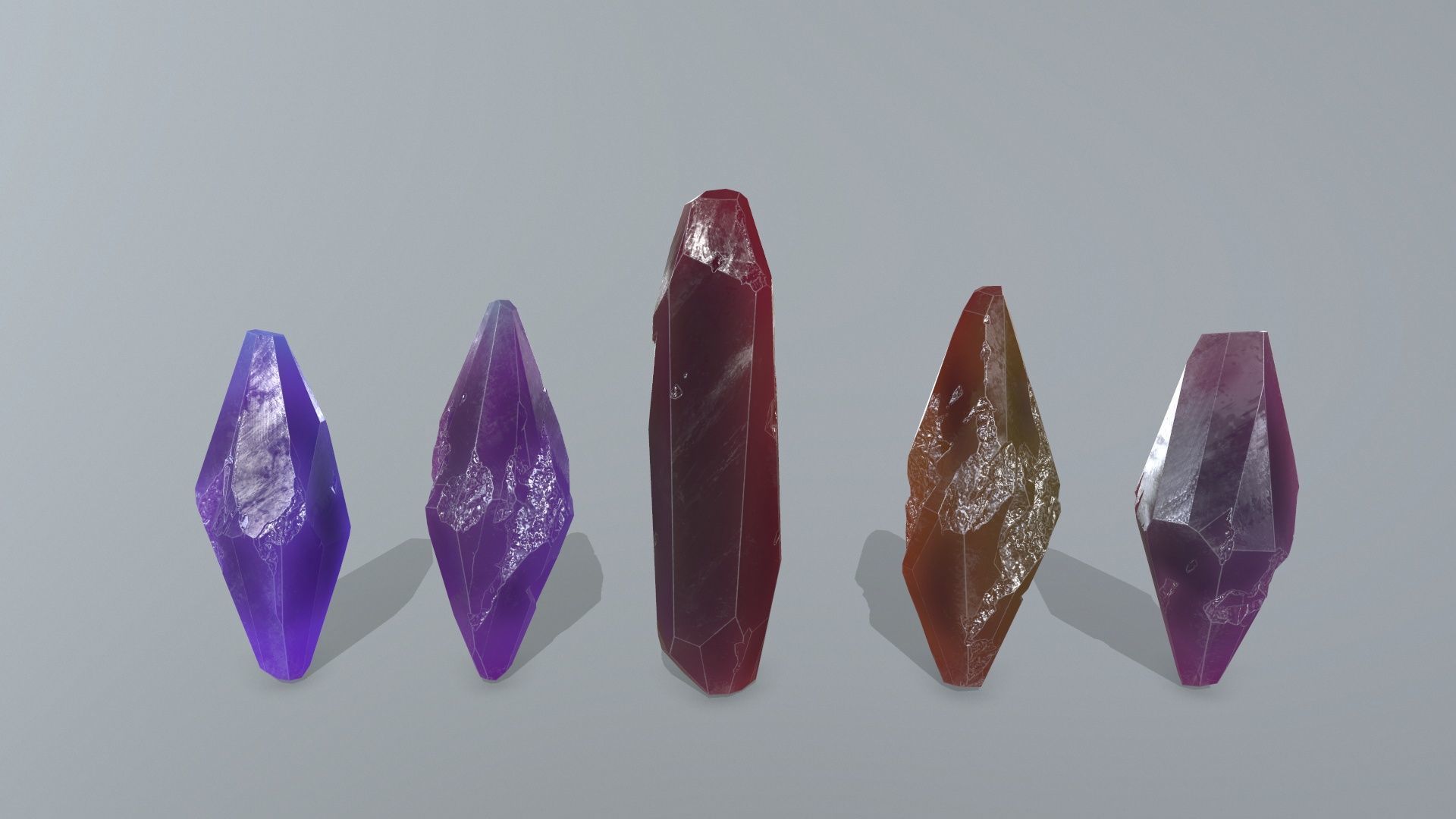 crystal set Low-poly 3D model_3
