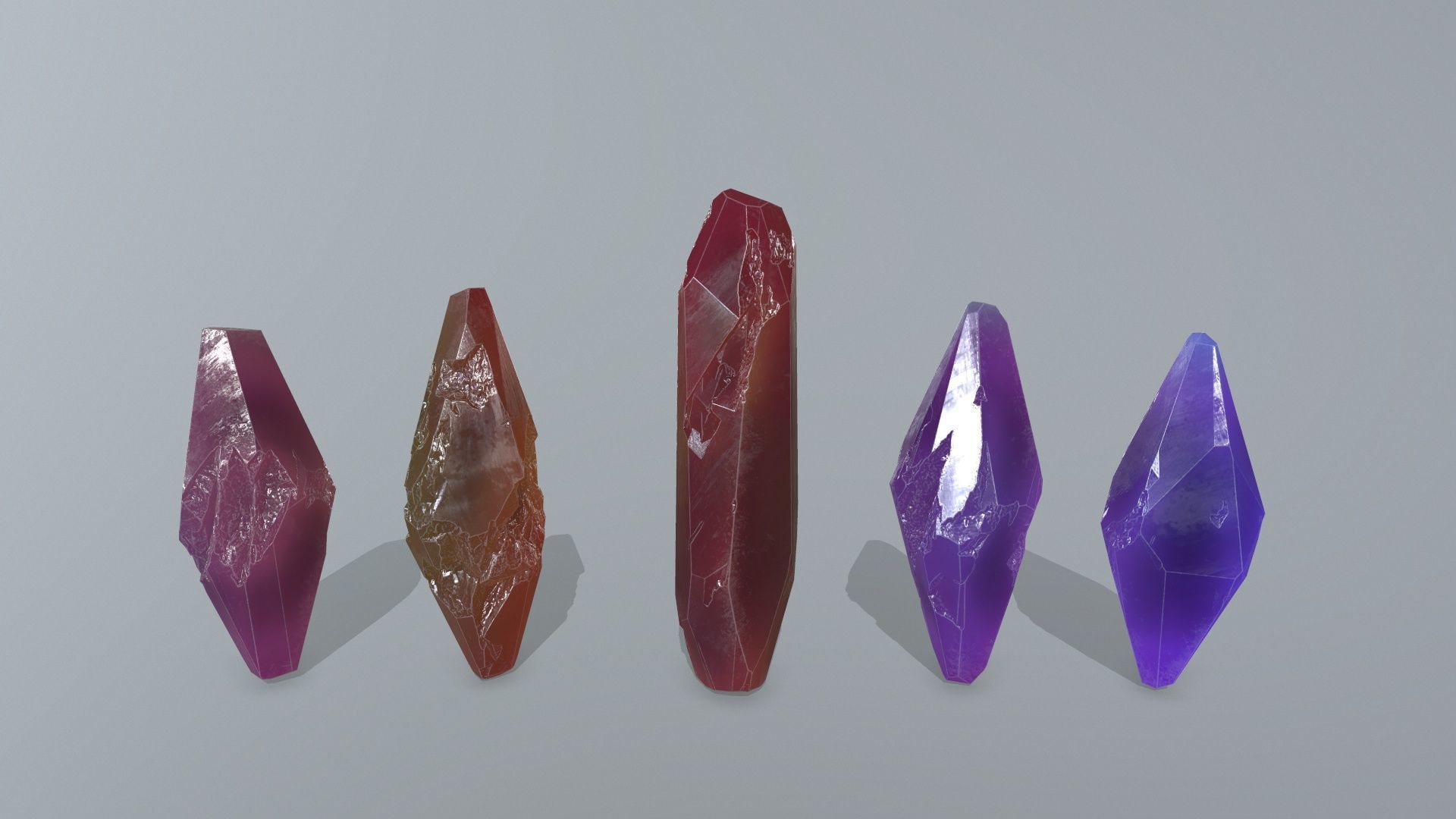 crystal set Low-poly 3D model_1