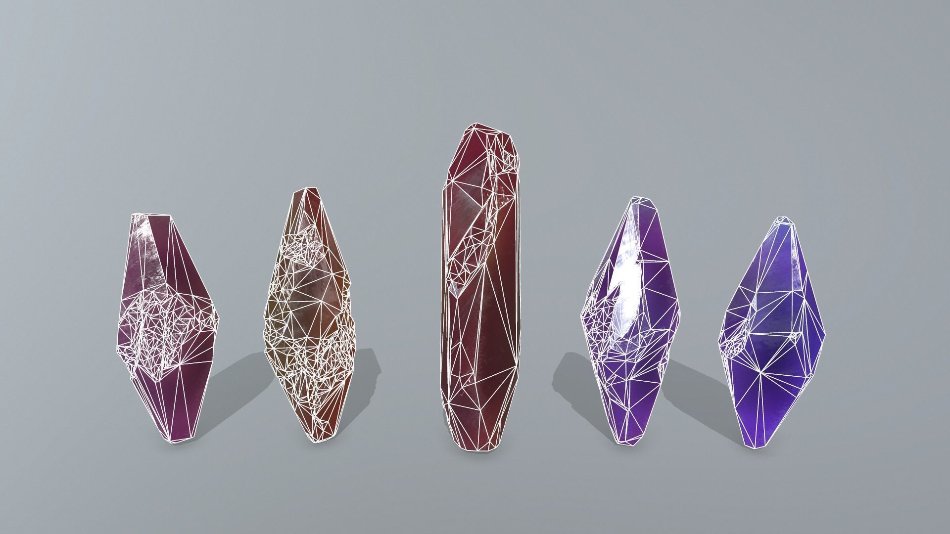 crystal set Low-poly 3D model_6