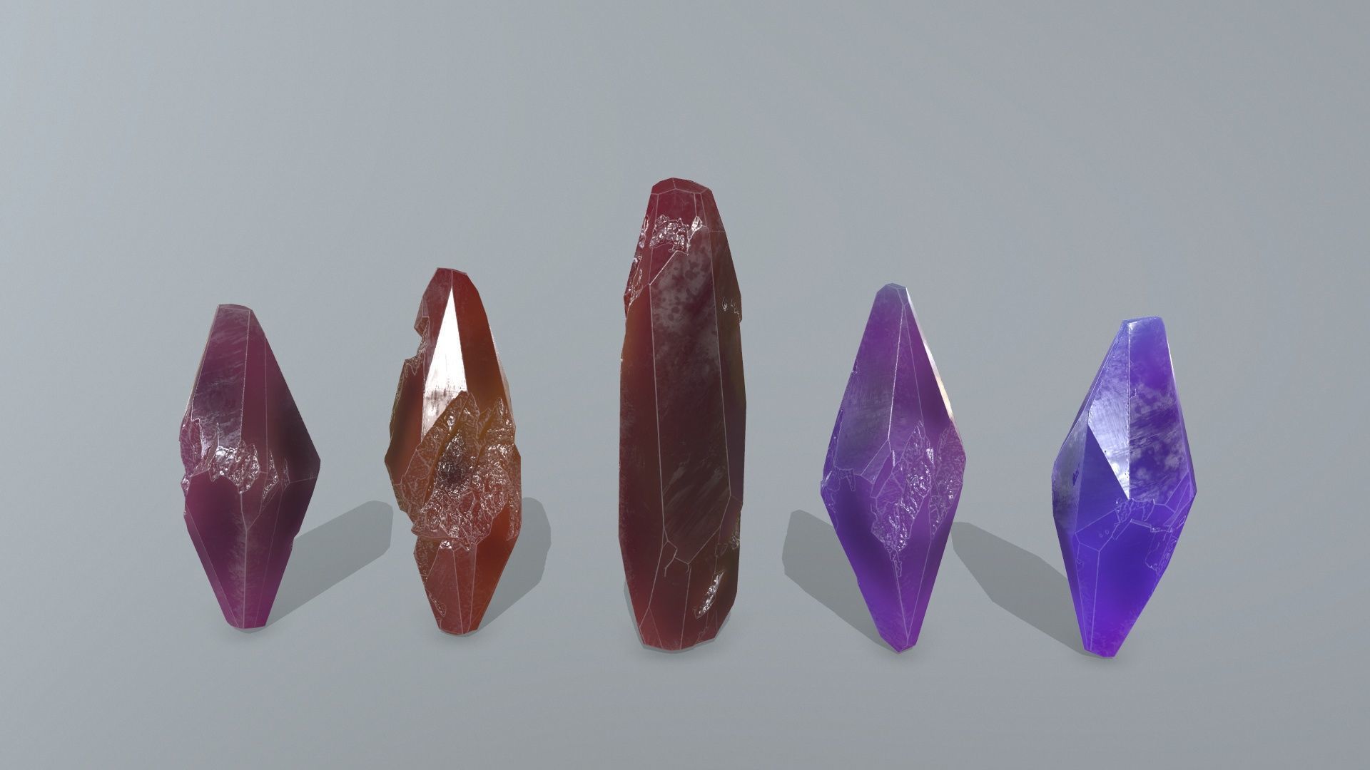 crystal set Low-poly 3D model_5