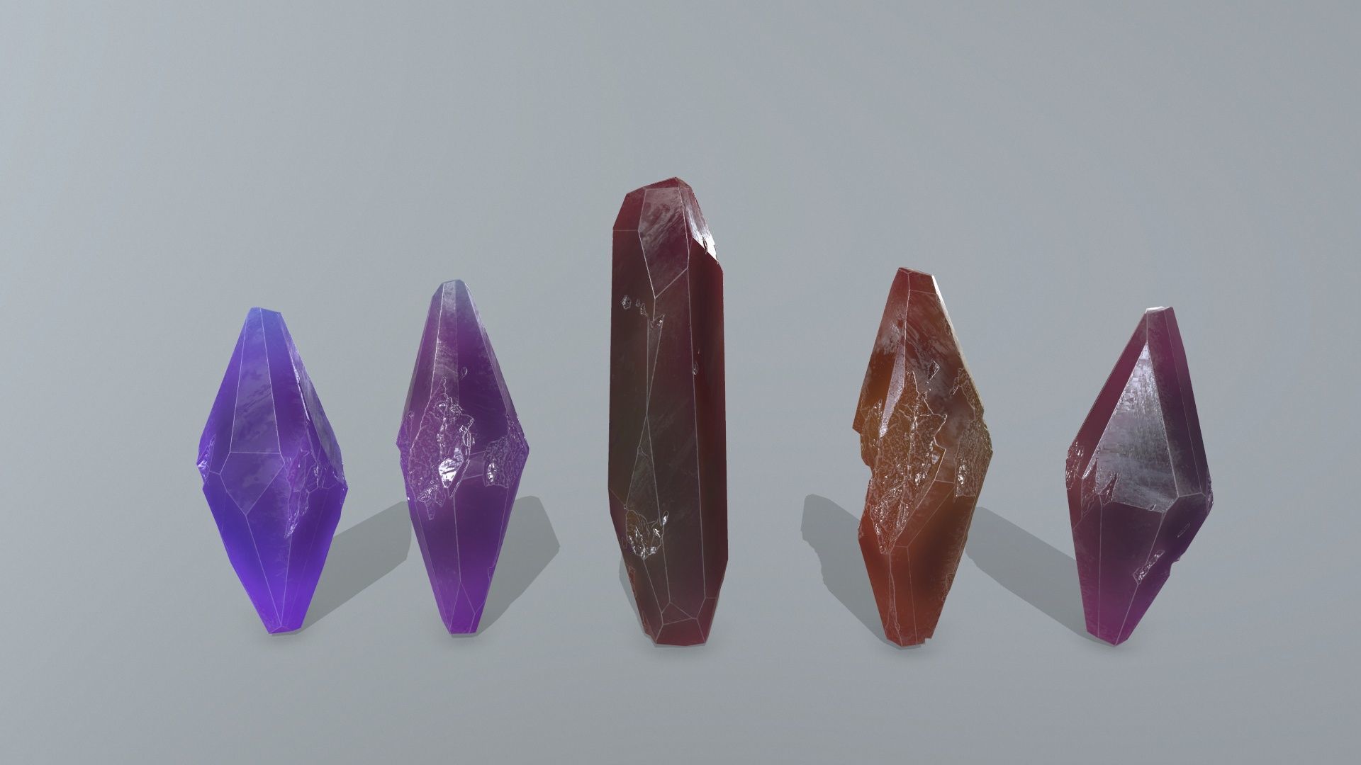 crystal set Low-poly 3D model_2
