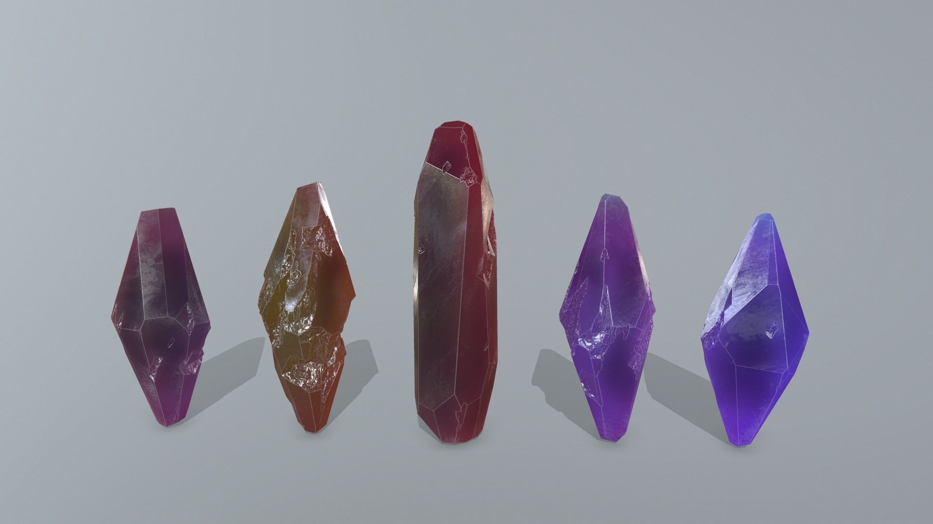 crystal set Low-poly 3D model_4