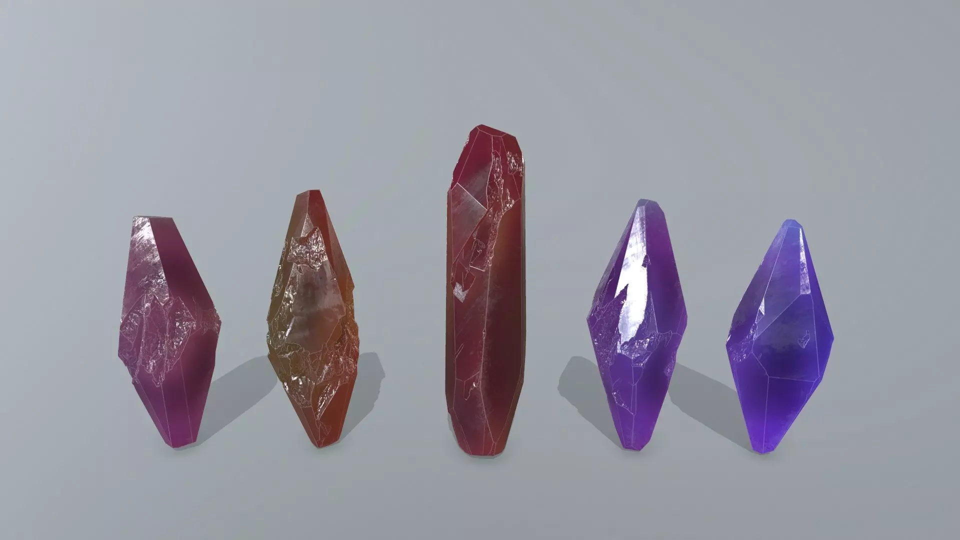 crystal set Low-poly 3D model_0
