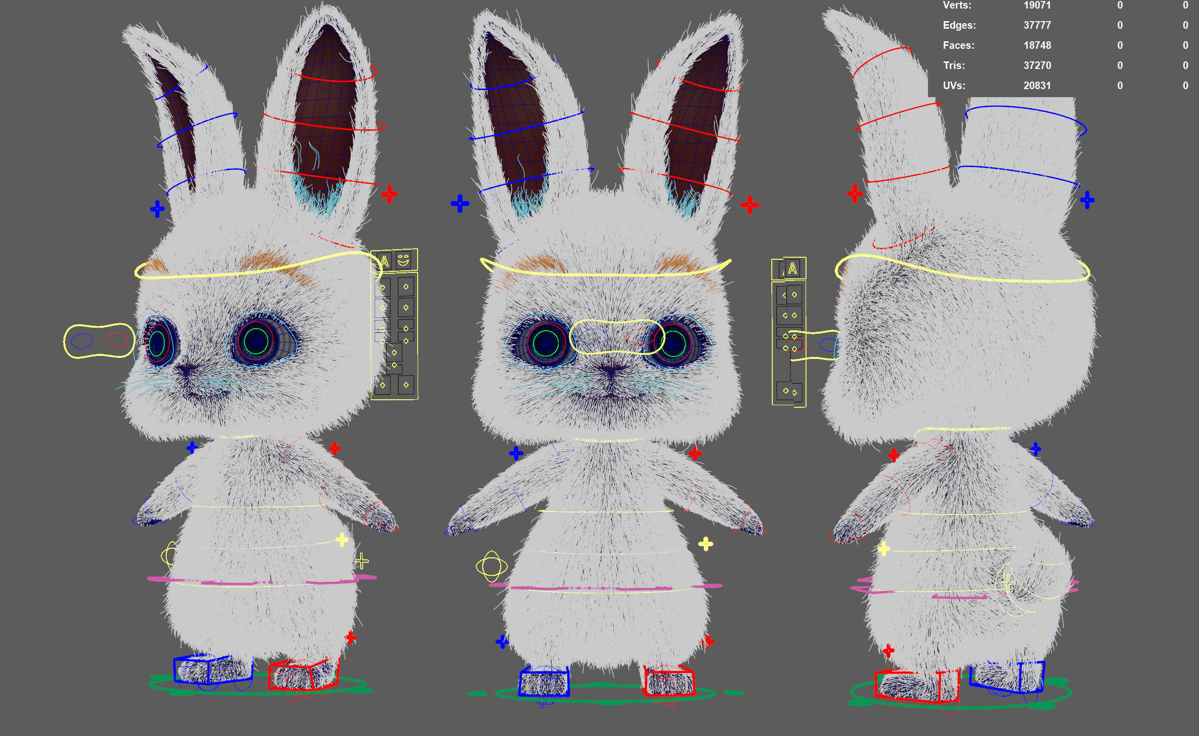 Cartoon Rabbit Rigged 3D model_27