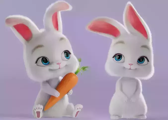 Cartoon Rabbit Rigged 3D model