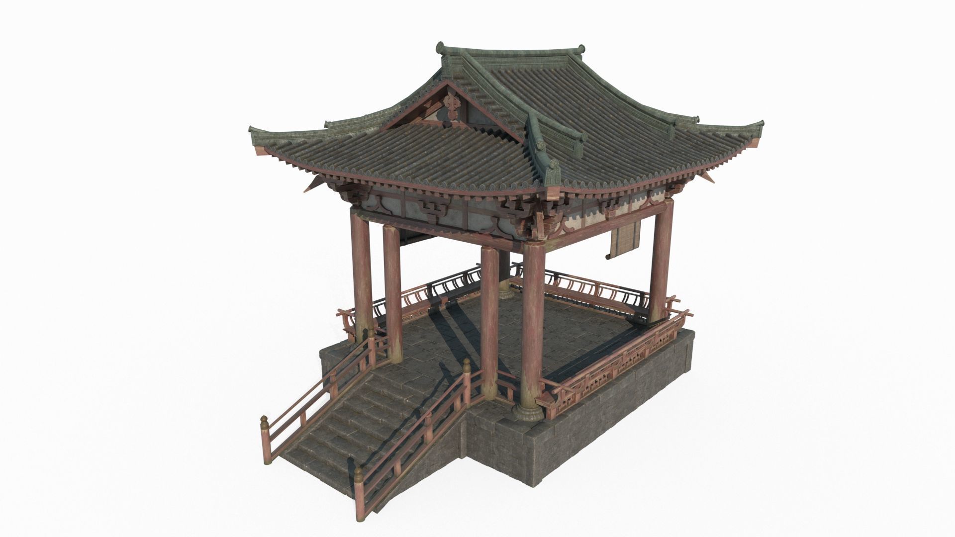 Asian ancient architectural landscape pavilion 3D model_2