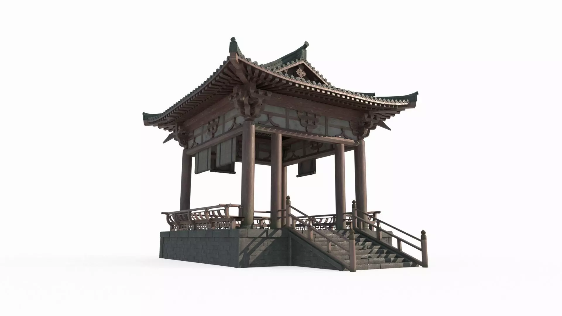 Asian ancient architectural landscape pavilion 3D model_0