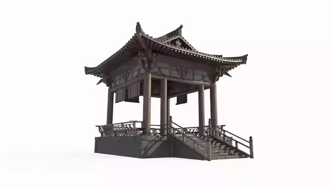 Asian ancient architectural landscape pavilion 3D model
