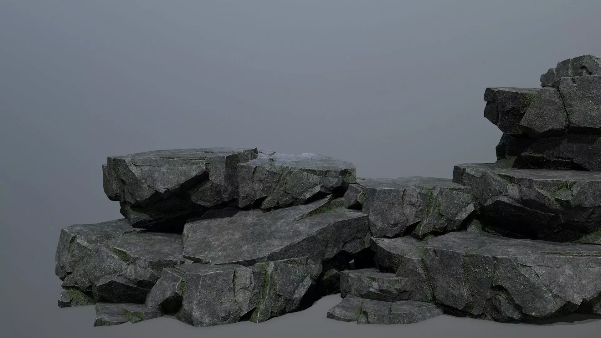 cliff rocks Low-poly 3D model_0