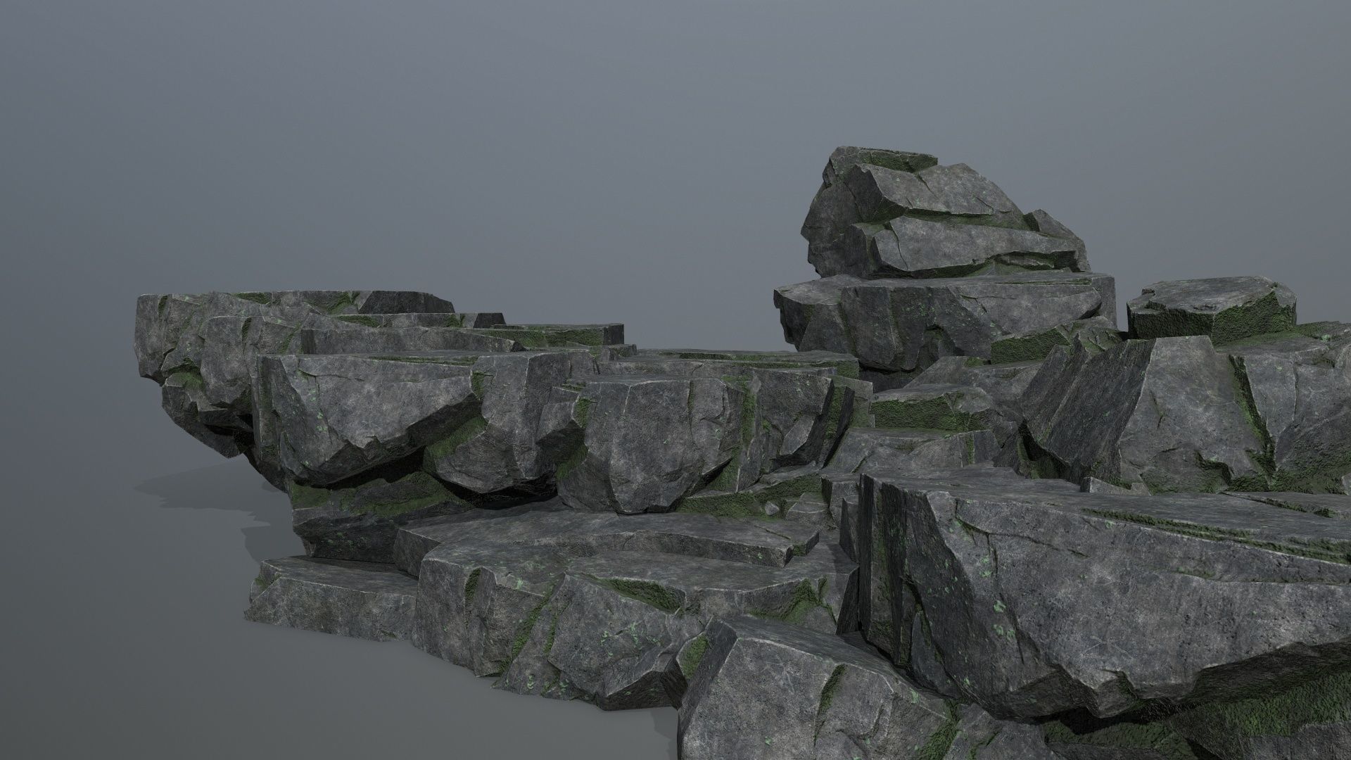 cliff rocks Low-poly 3D model_1