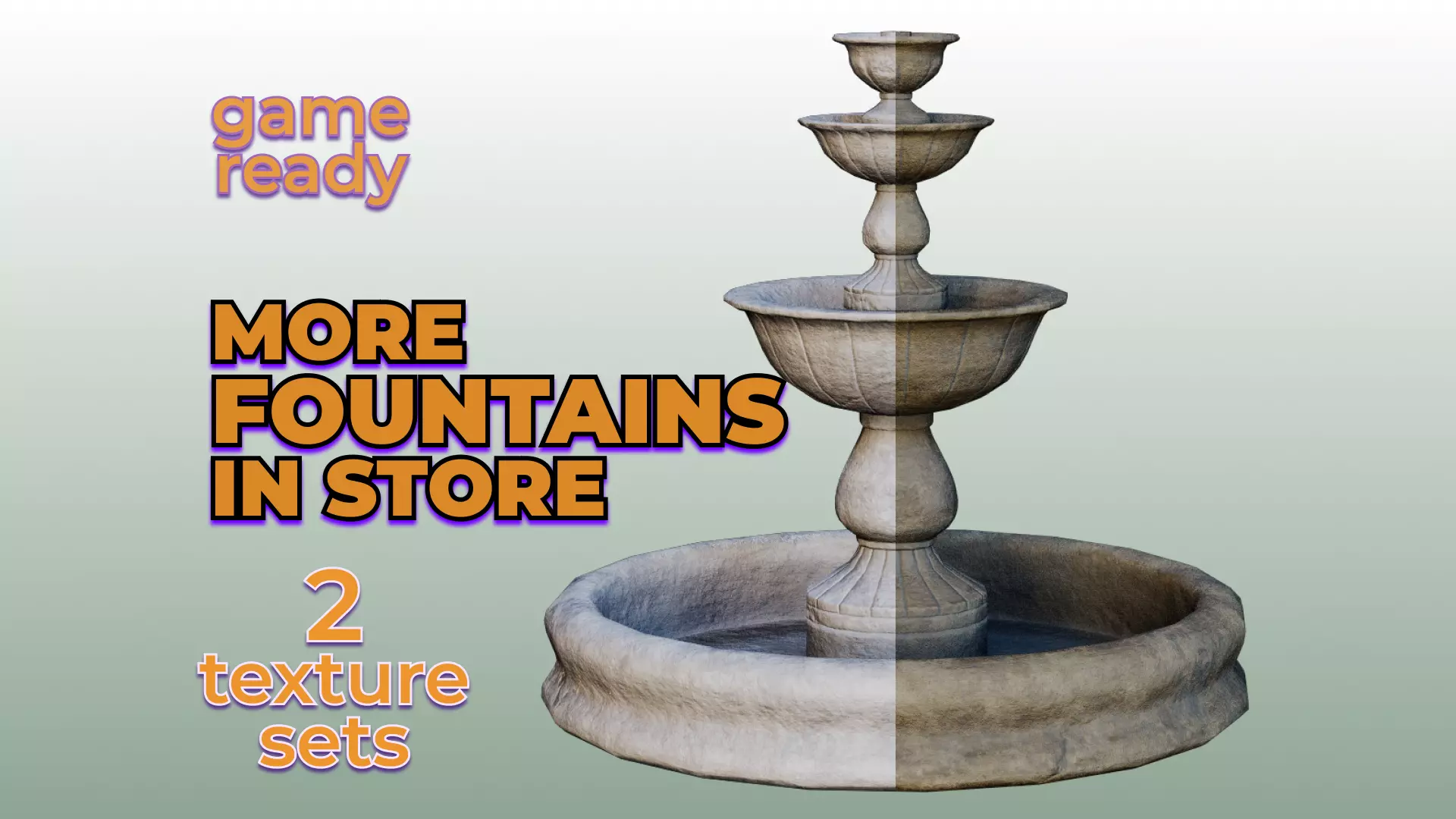 Concrete Garden Water Fountain old dirty Free low-poly 3D model