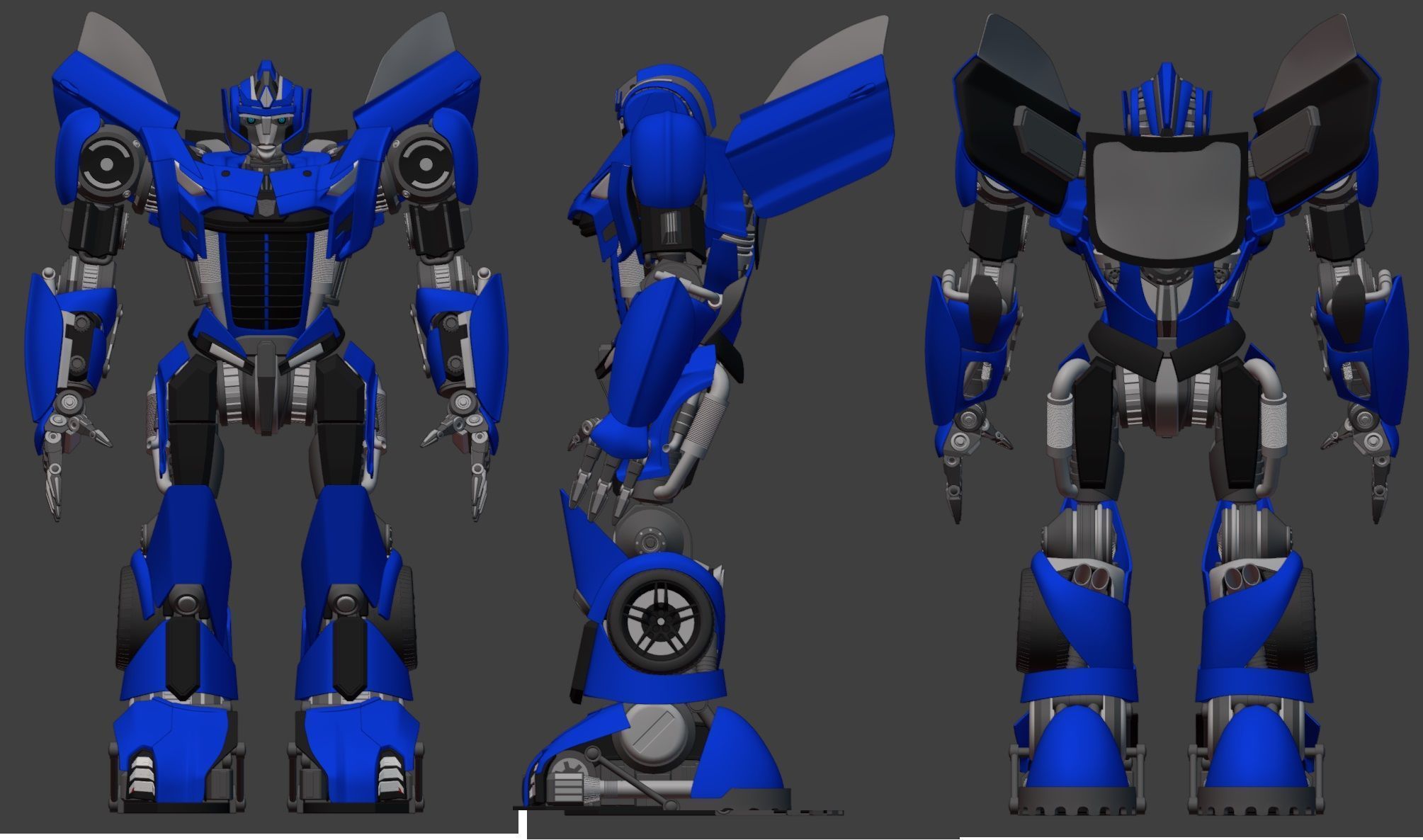 Transformers Rigged Smokescreen and Barricade - Transformers Ford Mustang 3D model rigged ...